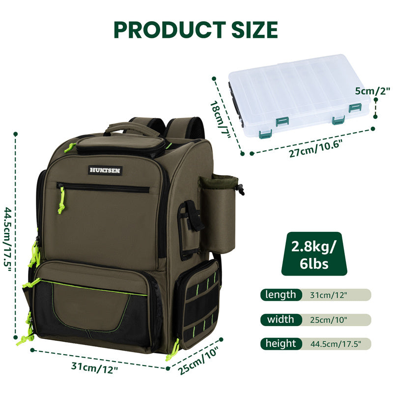 Fishing Backpack - 43L Large Waterproof Tackle Bag