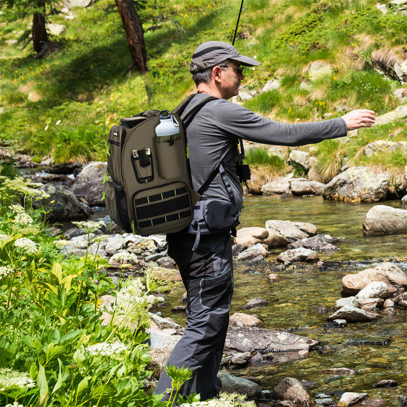 Fishing Backpack - 43L Large Waterproof Tackle Bag