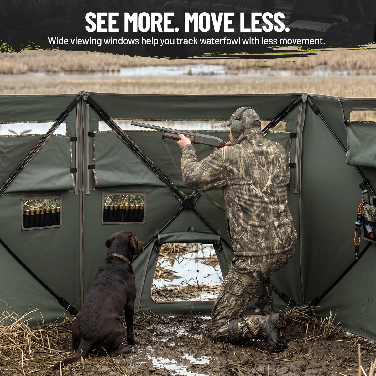 Modular 4-Panel Waterfowl Ground Hunting Blind Portable 3-4 Person