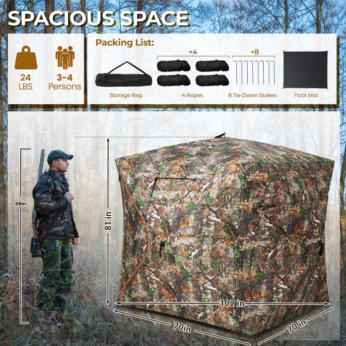 See Through Hunting Blind Pop-Up Ground Deer Blind 360 Degree