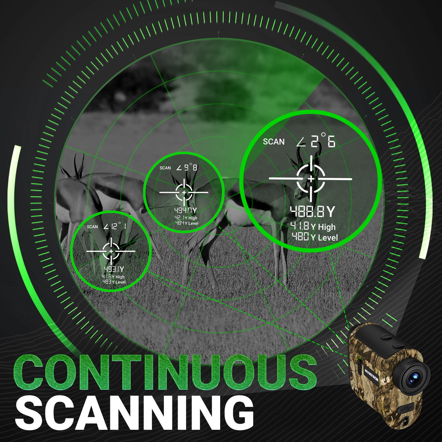 1000Y Laser Hunting Rangefinder 6.5X Magnification with Rechargeable Battrey