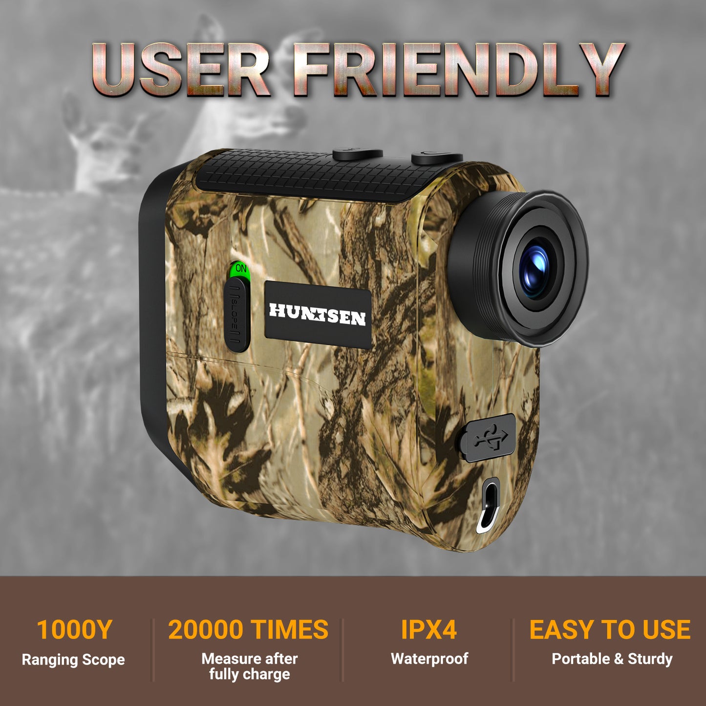1000Y Laser Hunting Rangefinder 6.5X Magnification with Rechargeable Battrey