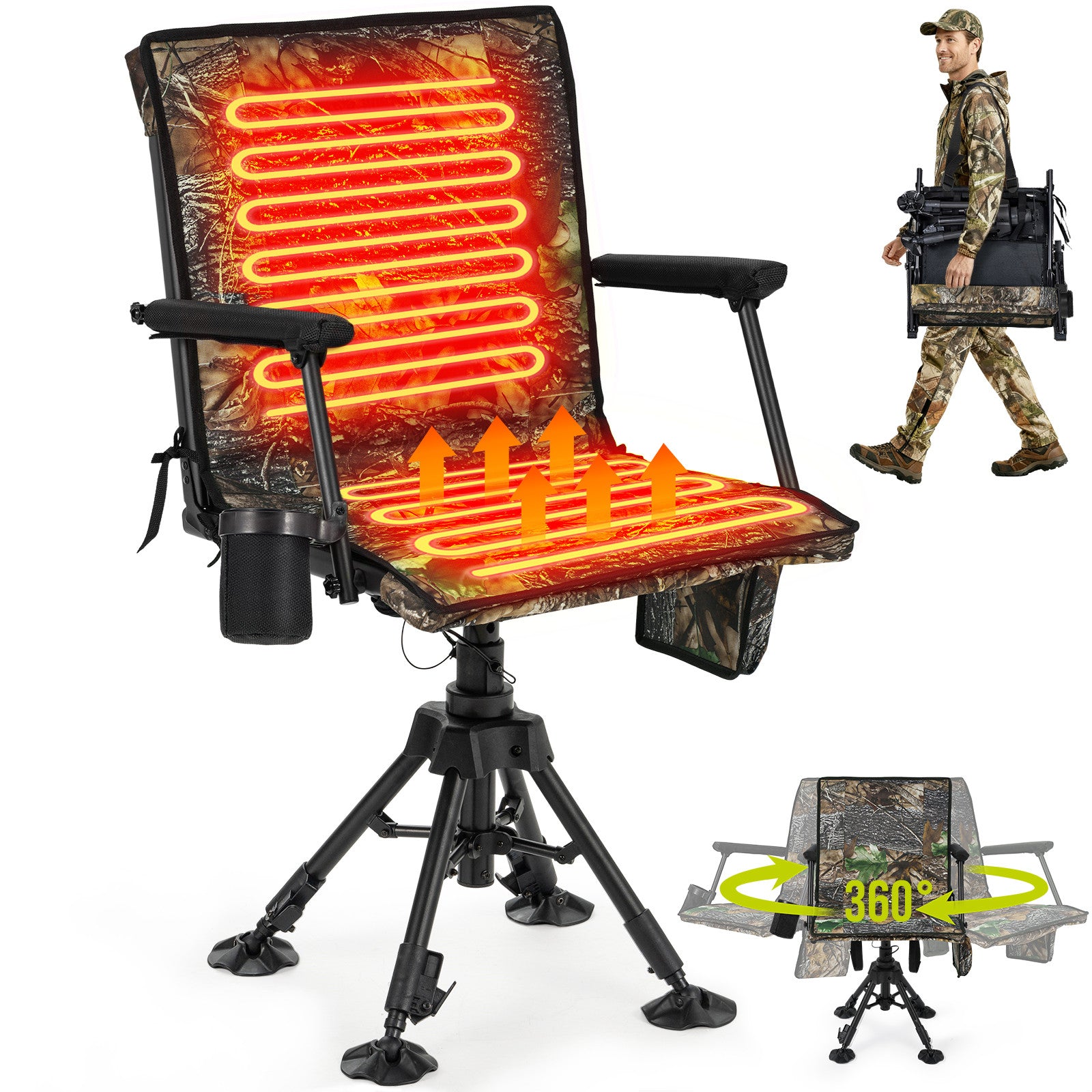 360° Swivel Blind Hunting Chair Tripod Blind Stool Detachable Backrest 360° Swivel Blind Hunting Chair Tripod Blind Stool Detachable Backrest