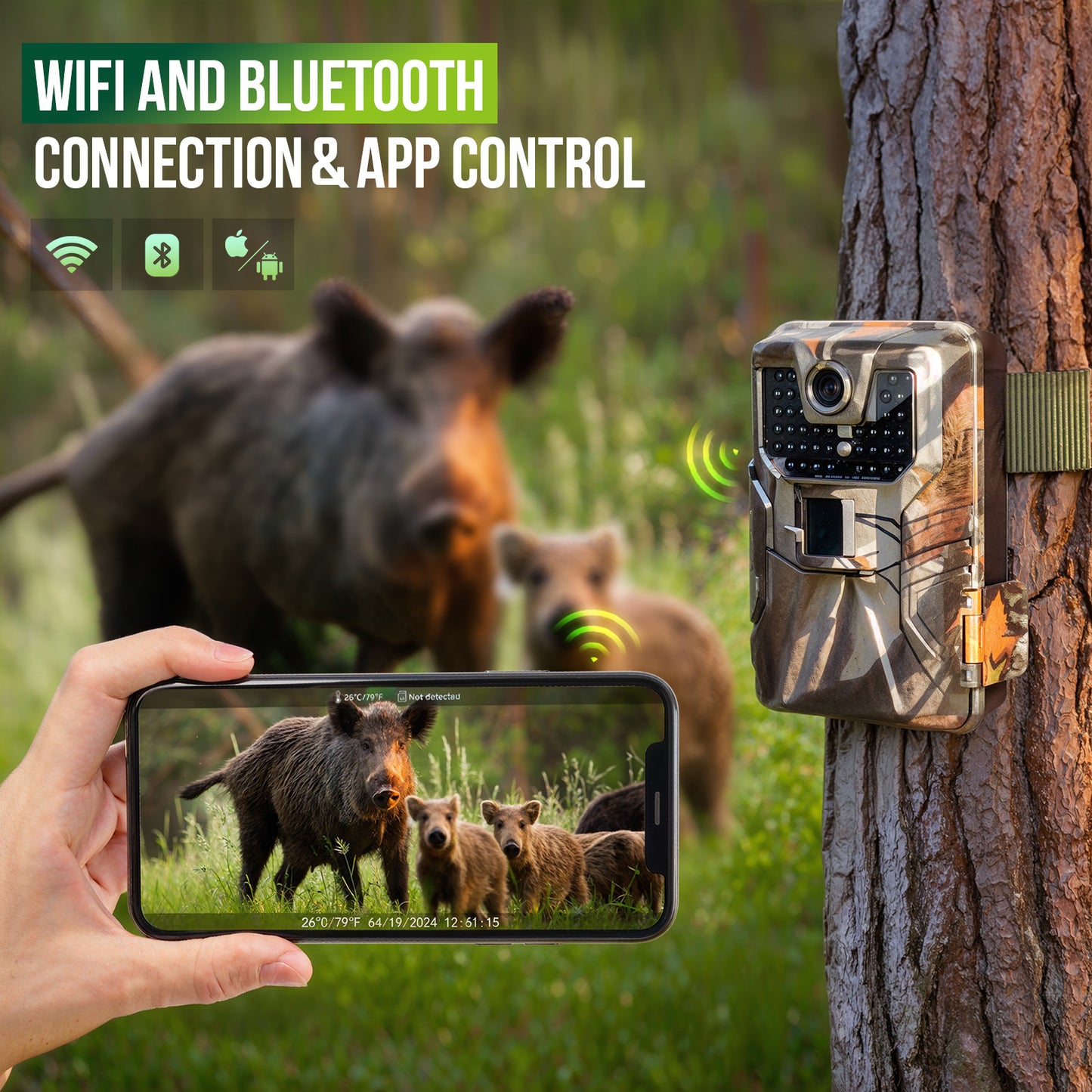 Trail Camera with Night Vision - 4K 48MP Wifi Bluetooth