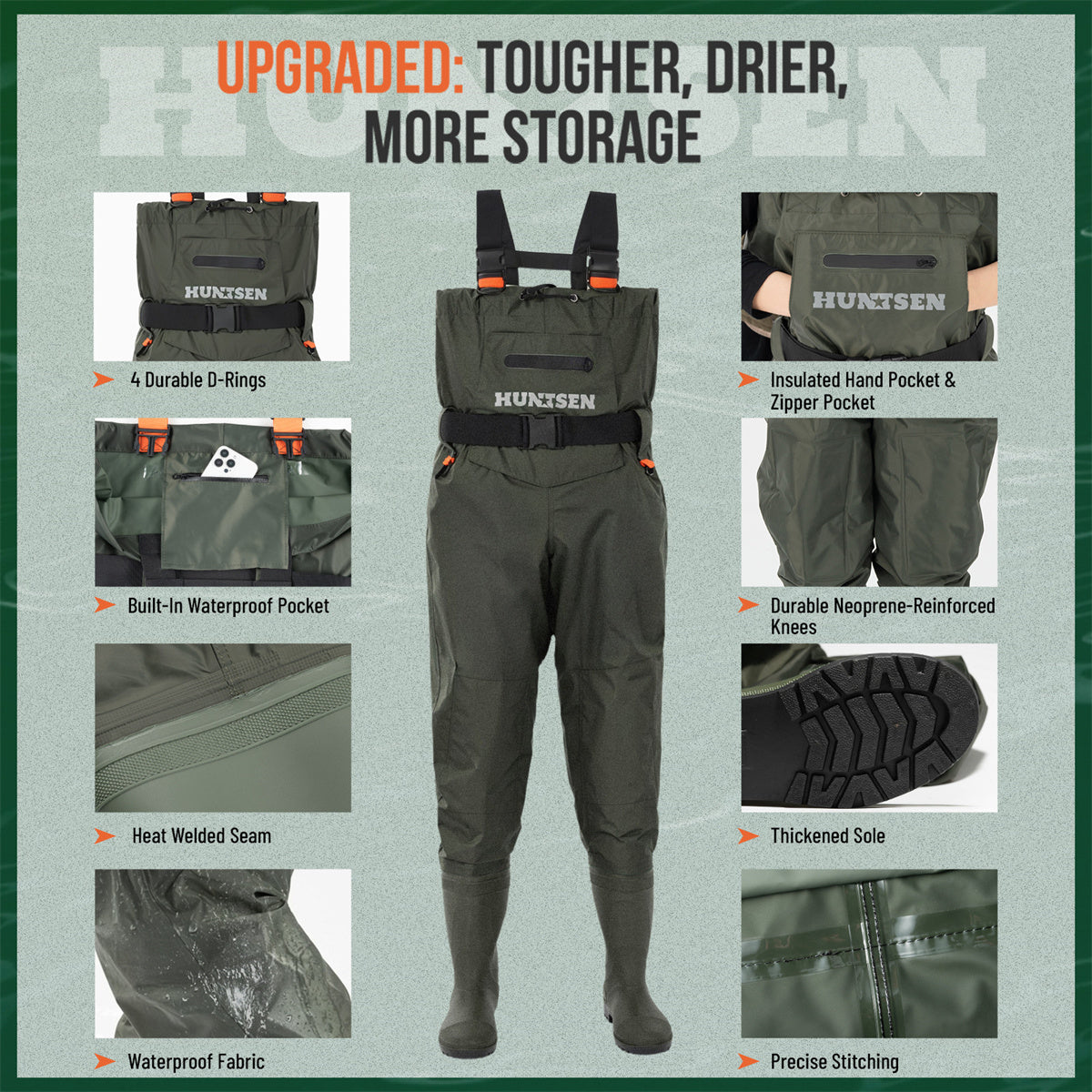 Waterproof Fishing Hunting Chest Waders for Men & Women