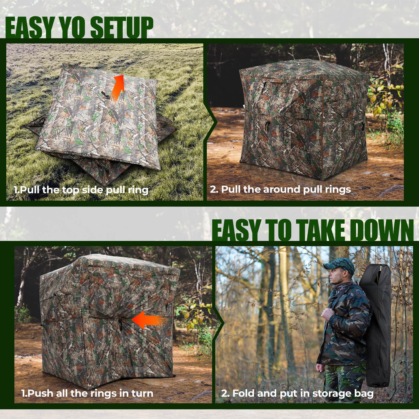 Hunting Blind 360 Degree See Through Pop Up Ground Blind