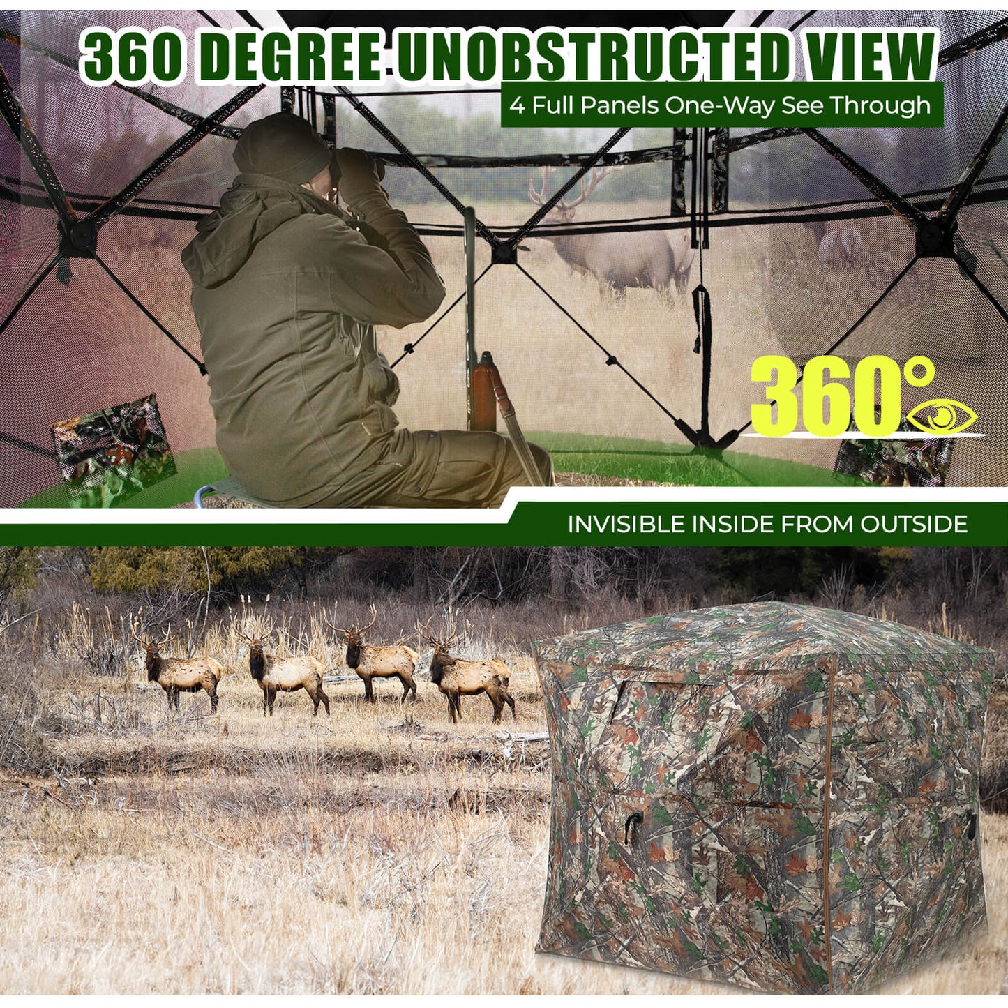 Hunting Blind 360 Degree See Through Pop Up Ground Blind