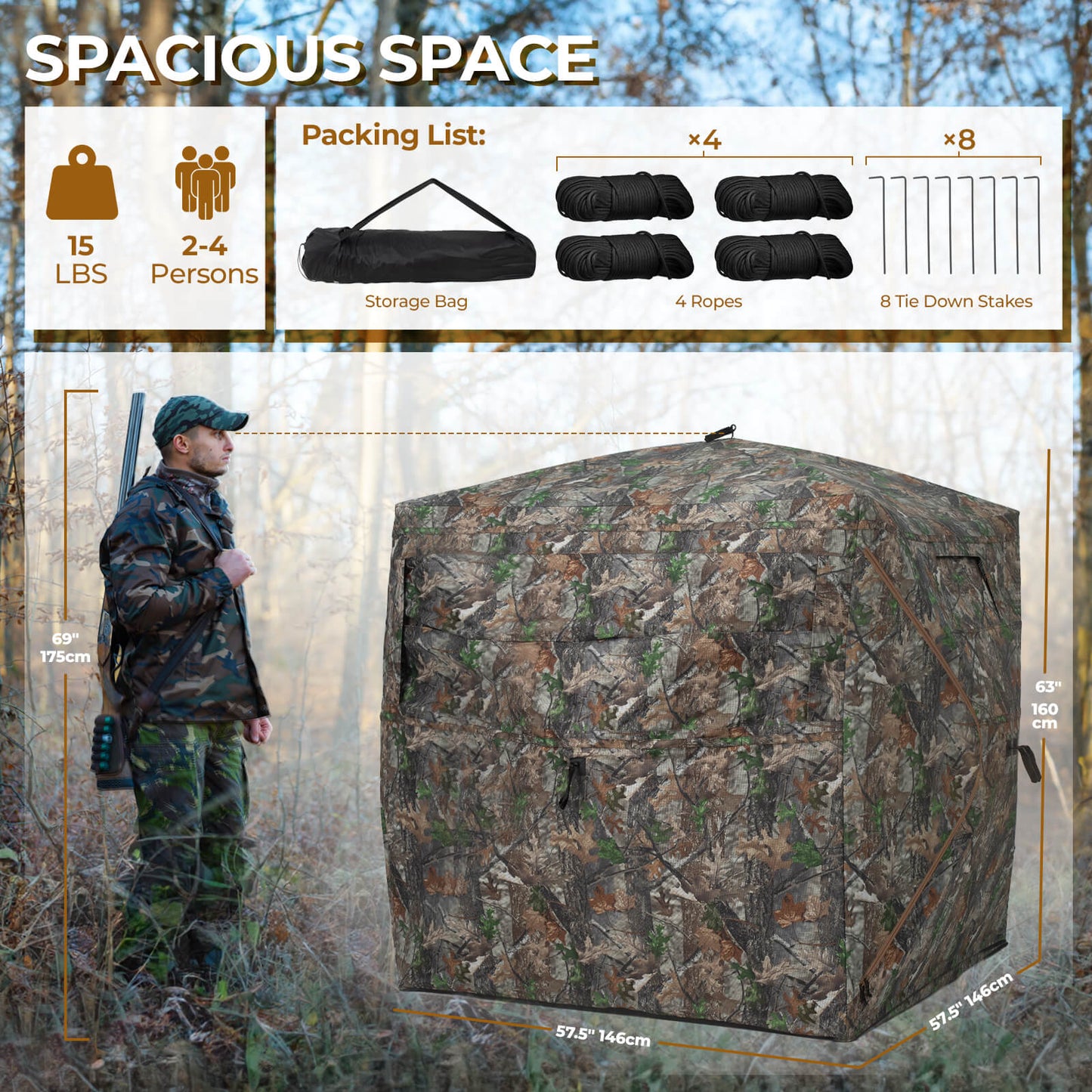 See Through Hunting Blind Pop-Up Ground Deer Blind 270 Degree