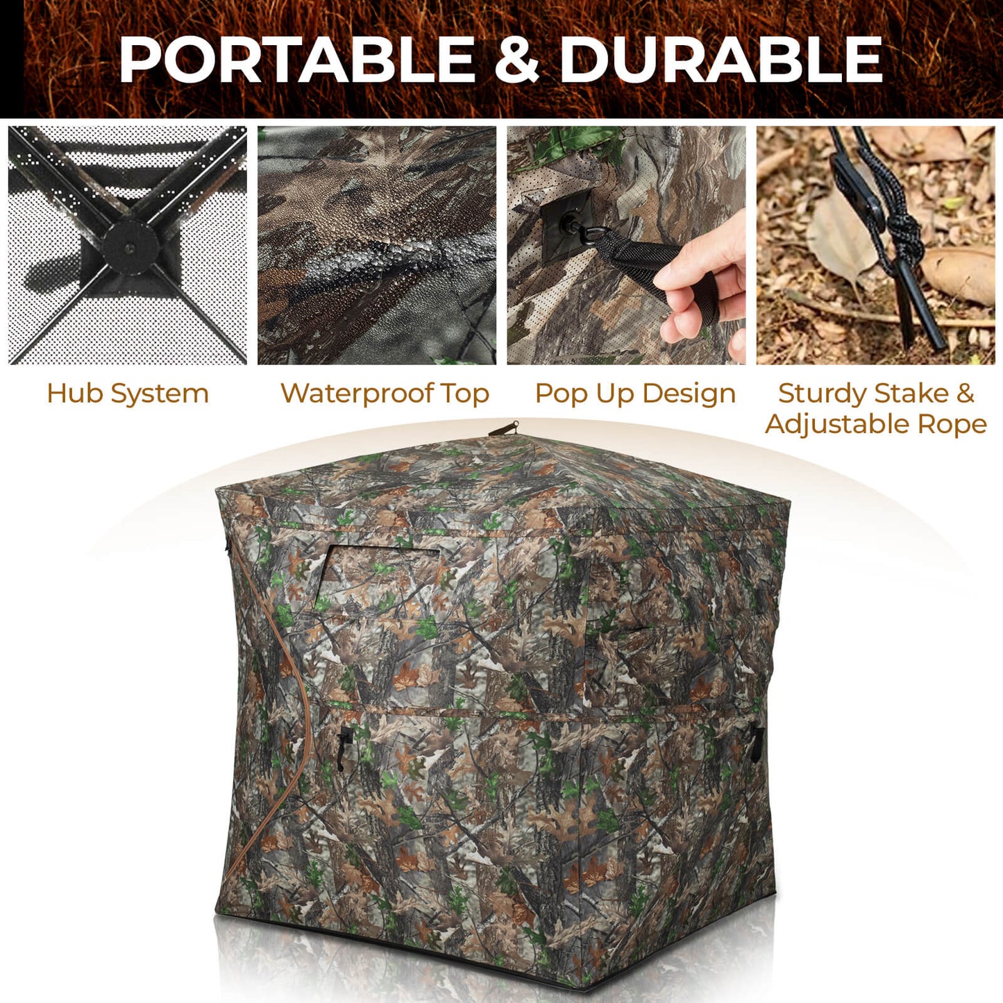 See Through Hunting Blind Pop-Up Ground Deer Blind 3-4 Person