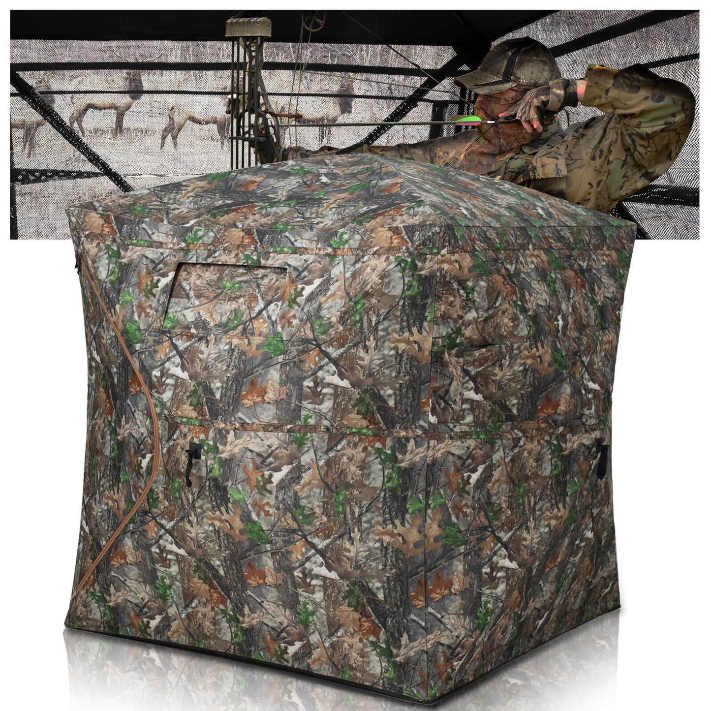 See Through Hunting Blind Pop-Up Ground Deer Blind 3-4 Person