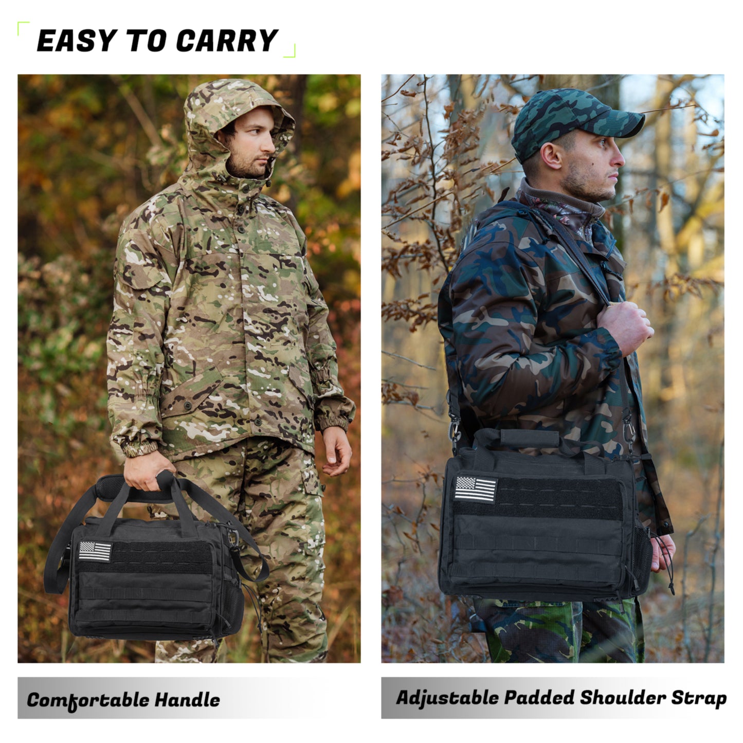 Pistol Range Bag for Handguns and Ammo with 6 Magazine Slots