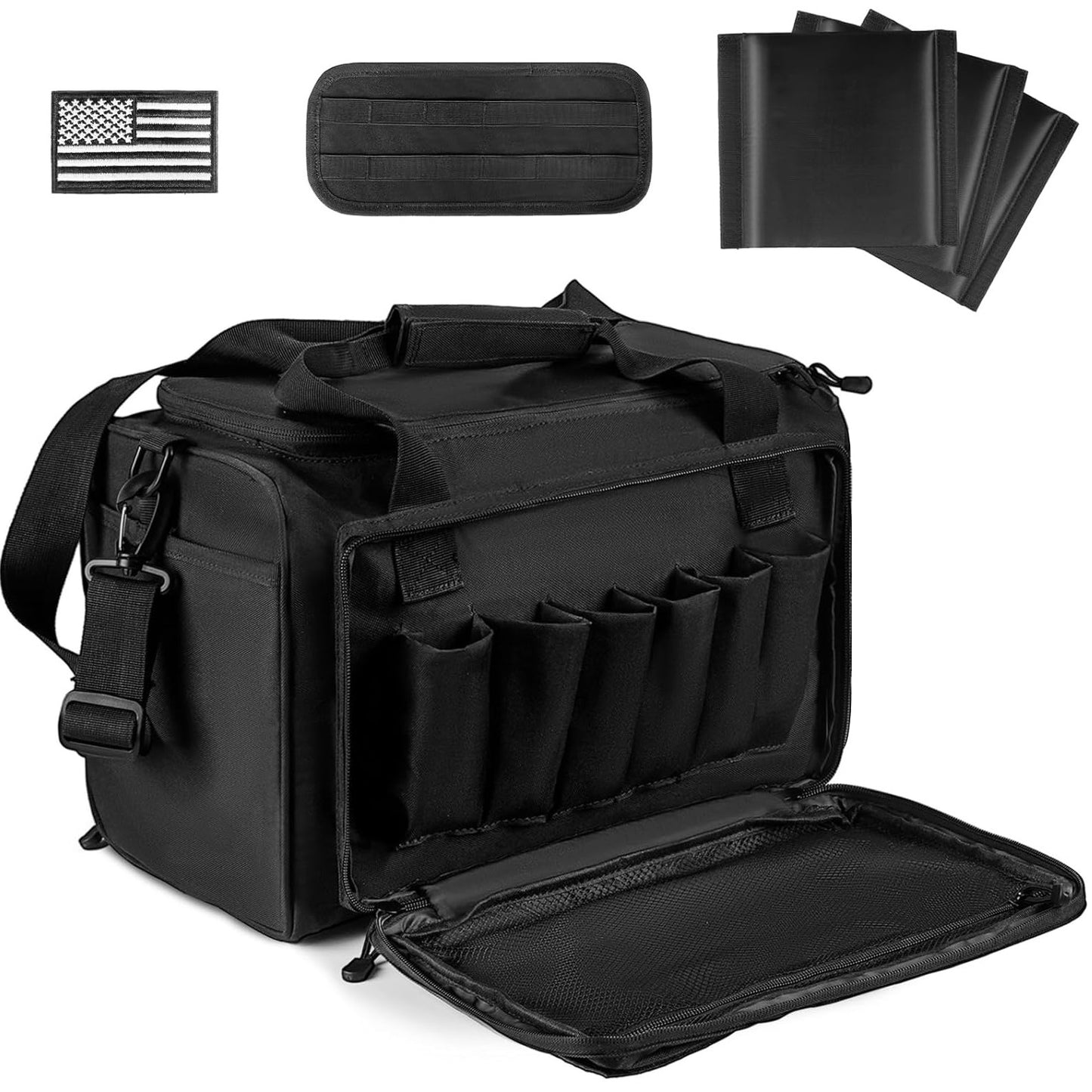 Pistol Range Bag for Handguns and Ammo with 6 Magazine Slots