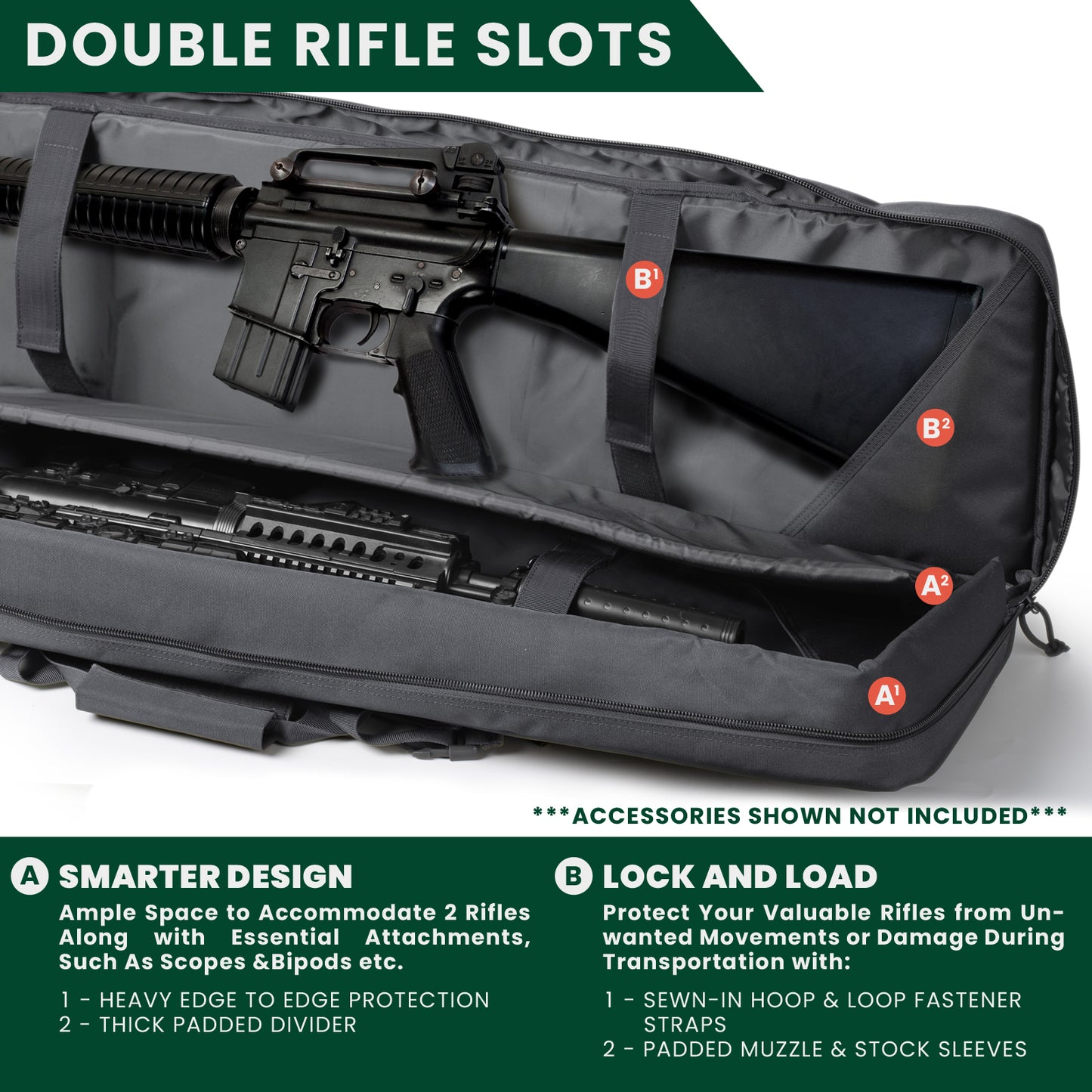 American Classic Double Long Rifle Case, Available Length in 28'' 36" 42"