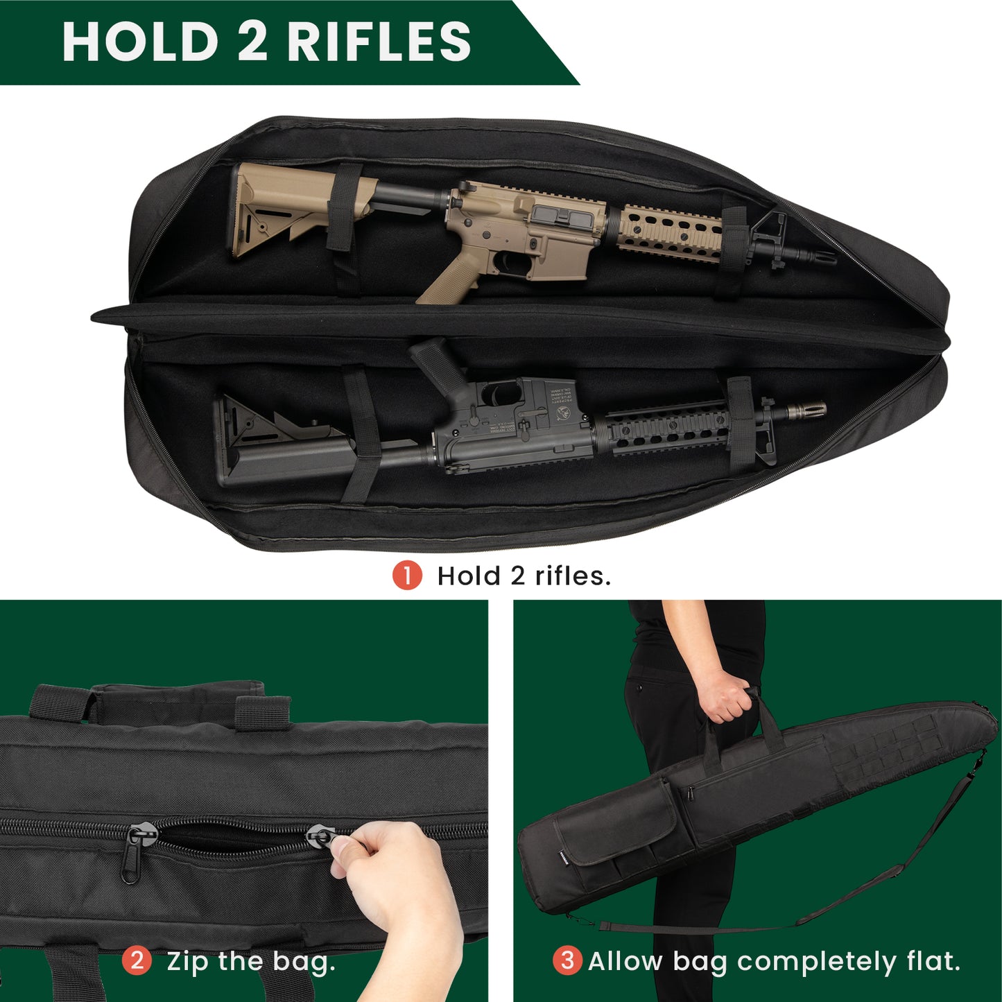 Outdoors Tactical Double Shotgun Rifle Gun Case with Shoulder Straps