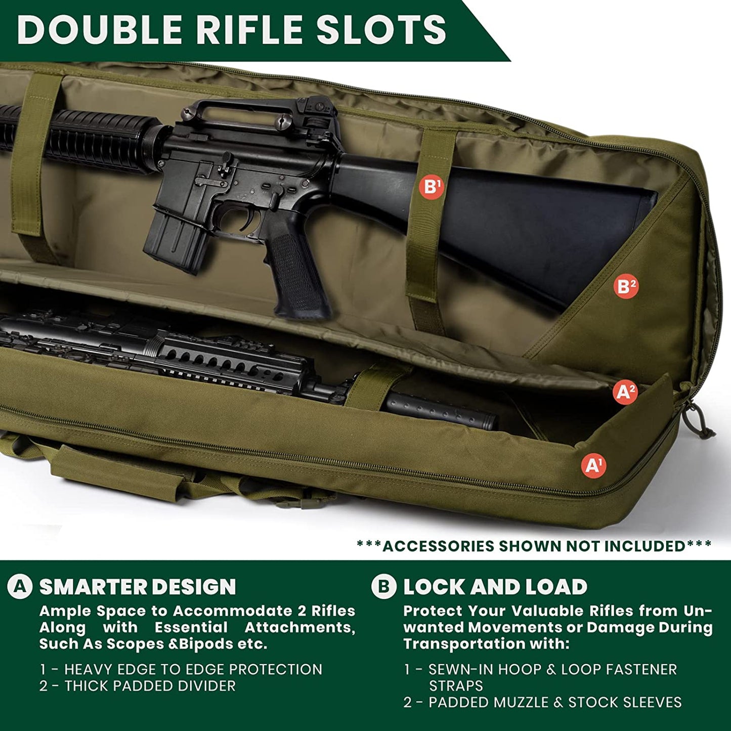 American Classic Double Long Rifle Case, Available Length in 28'' 36" 42"