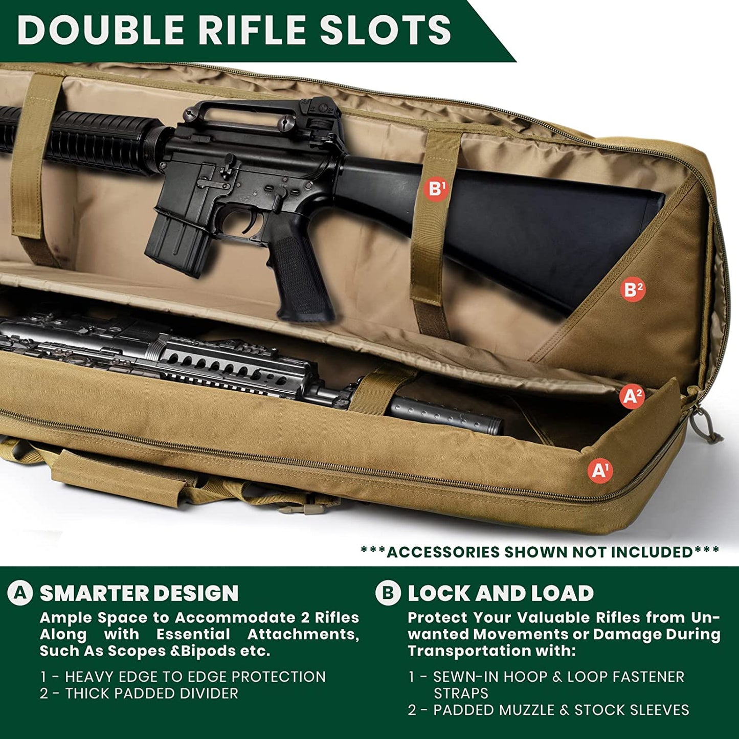 American Classic Double Long Rifle Case, Available Length in 28'' 36" 42"
