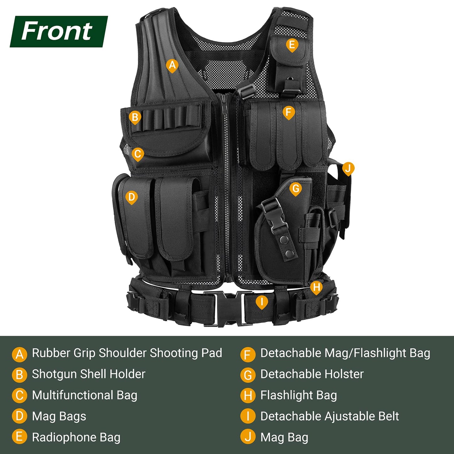 Tactical Vest with Detachable Belt