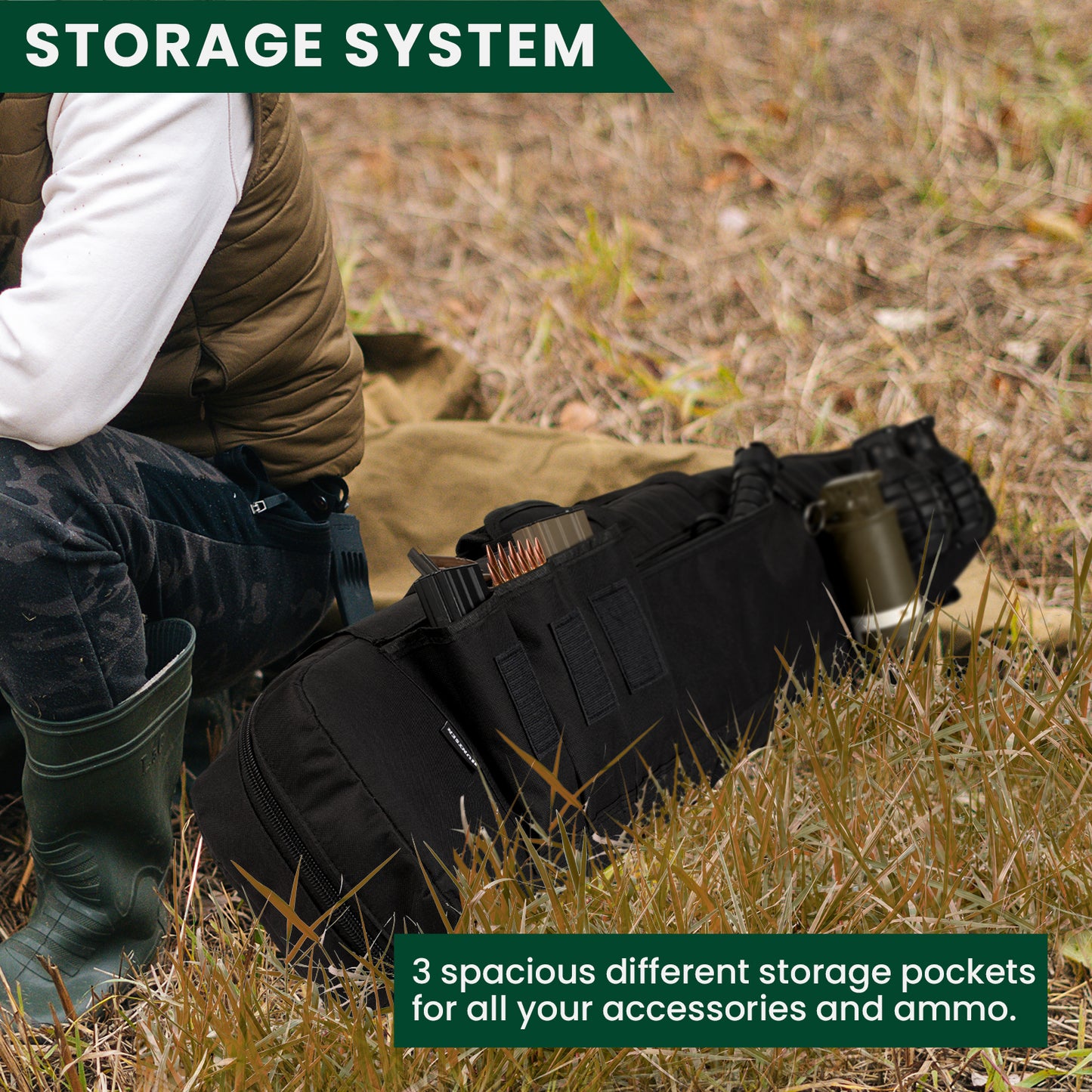 Outdoors Tactical Double Shotgun Rifle Gun Case with Shoulder Straps