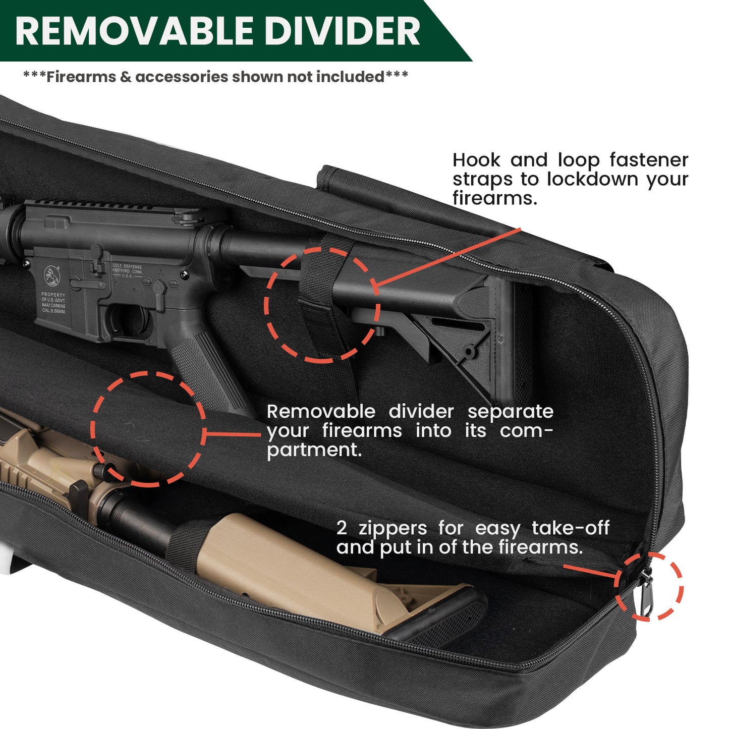 Outdoors Tactical Double Shotgun Rifle Gun Case with Shoulder Straps