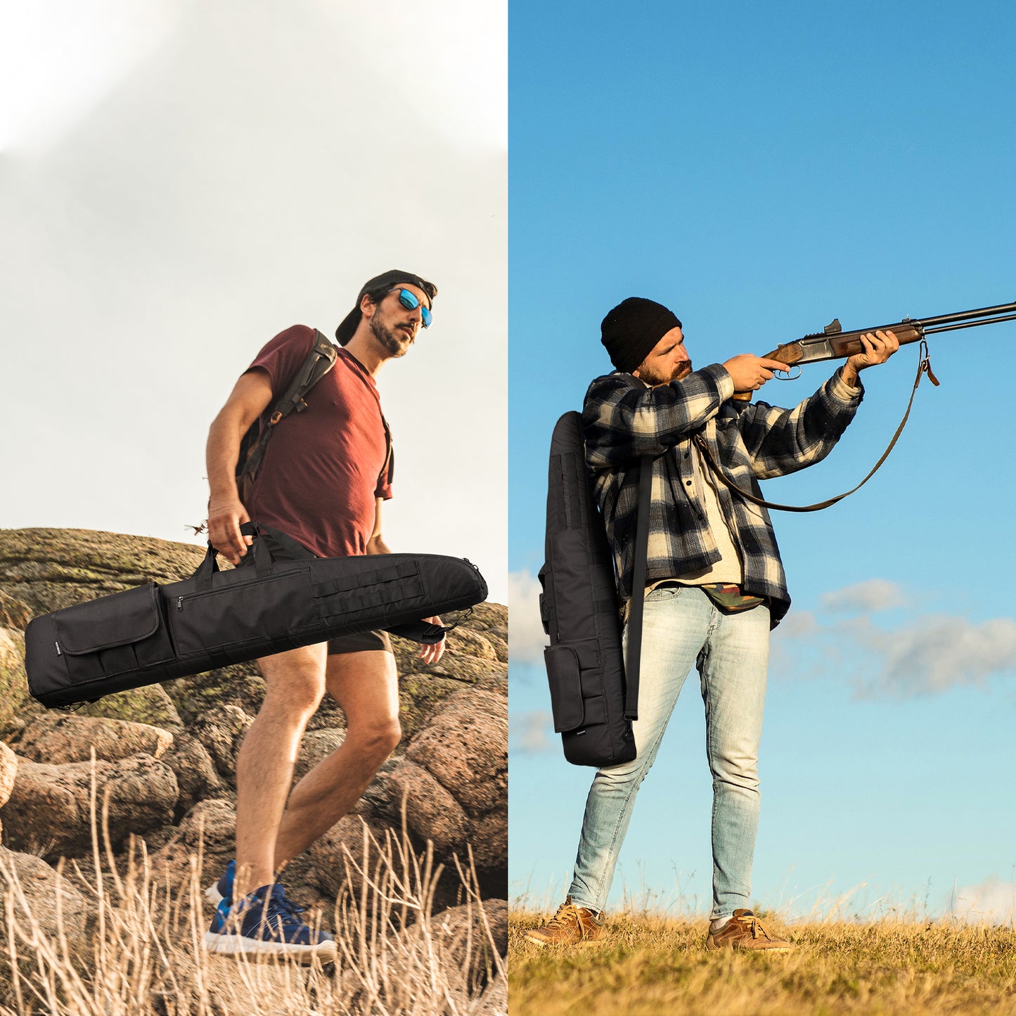Outdoors Tactical Double Shotgun Rifle Gun Case with Shoulder Straps