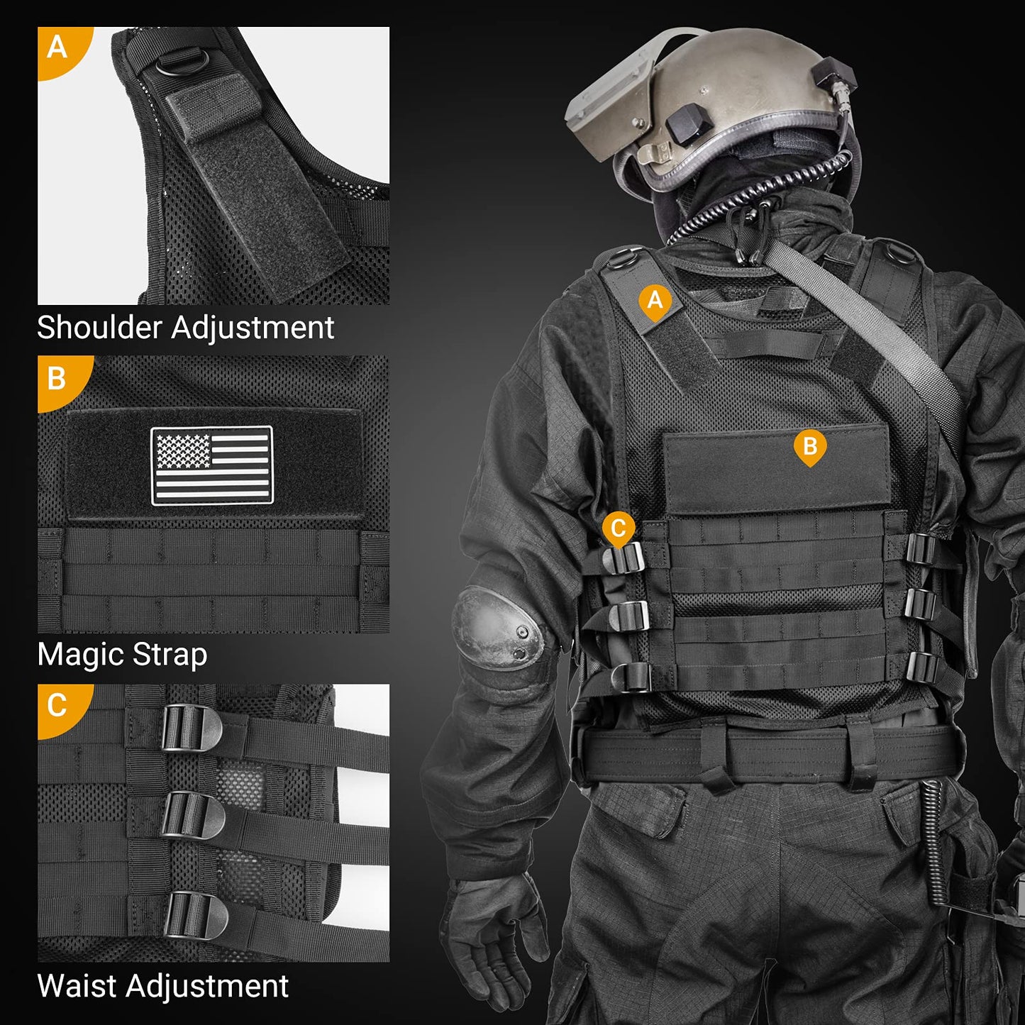 Tactical Vest with Detachable Belt