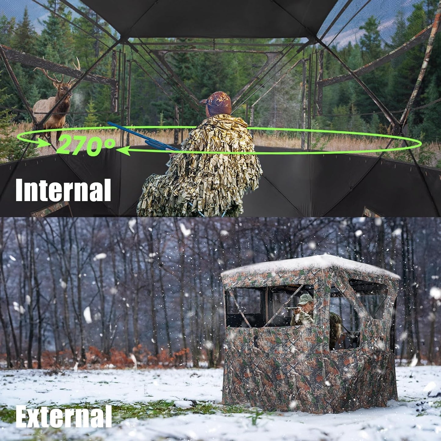 3-4 Person Hunting Blind with Magnetic Full Open Door