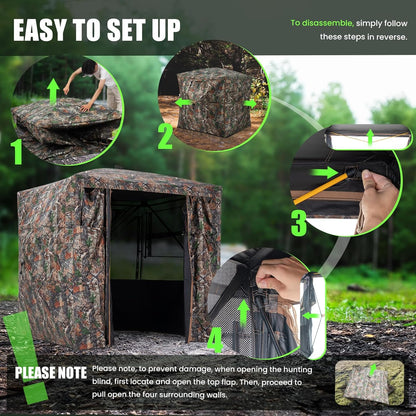 3-4 Person Hunting Blind with Magnetic Full Open Door