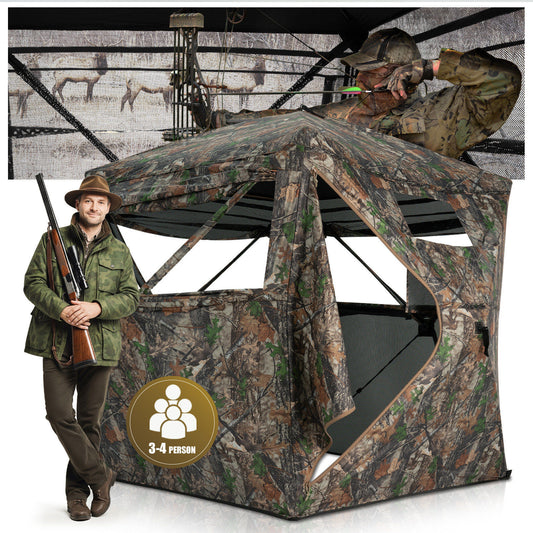 See Through Hunting Blind Pop-Up Ground Deer Blind 3-4 Person