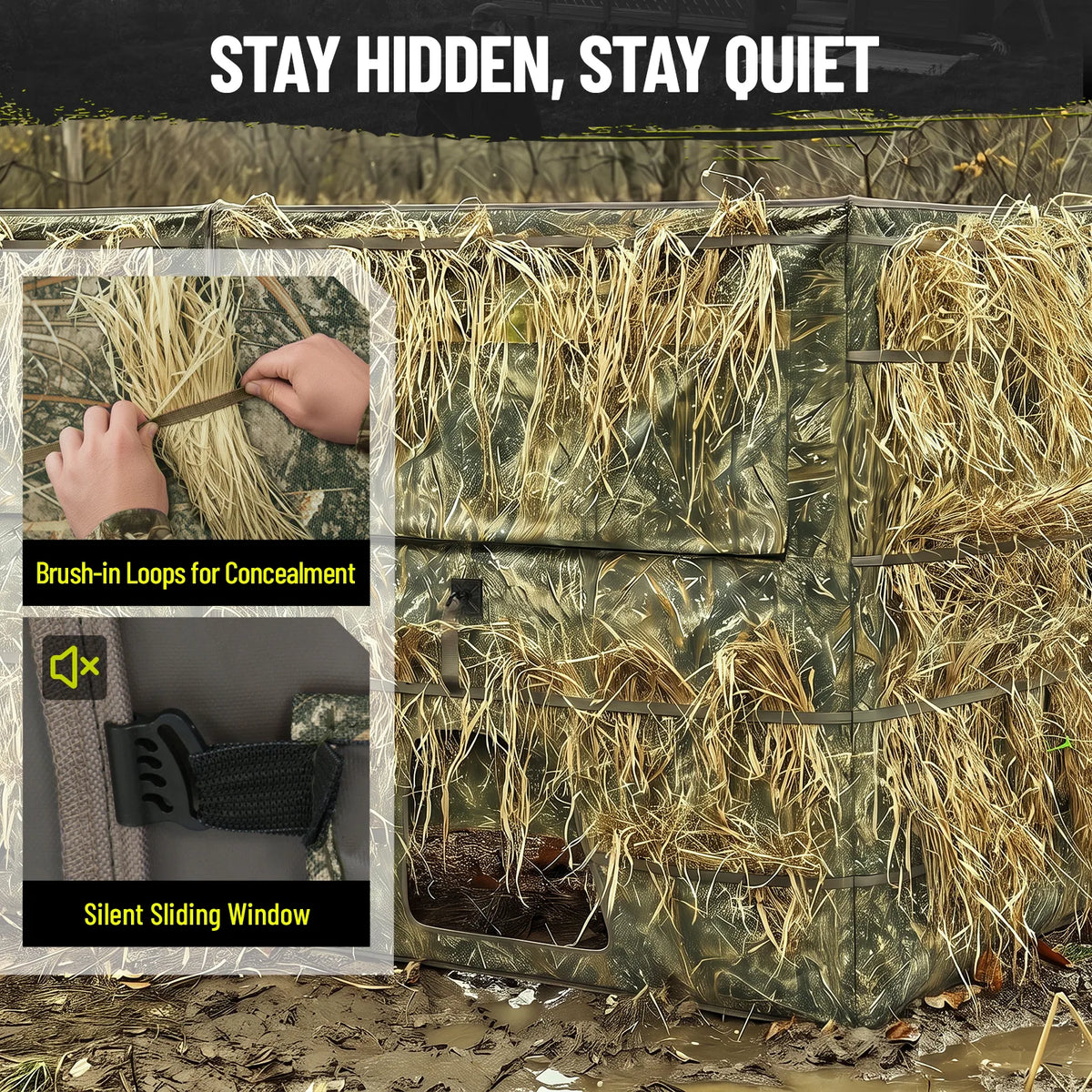 Modular 4-Panel Waterfowl Ground Hunting Blind Portable 3-4 Person