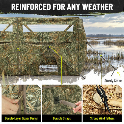 Modular 4-Panel Waterfowl Ground Hunting Blind Portable 3-4 Person