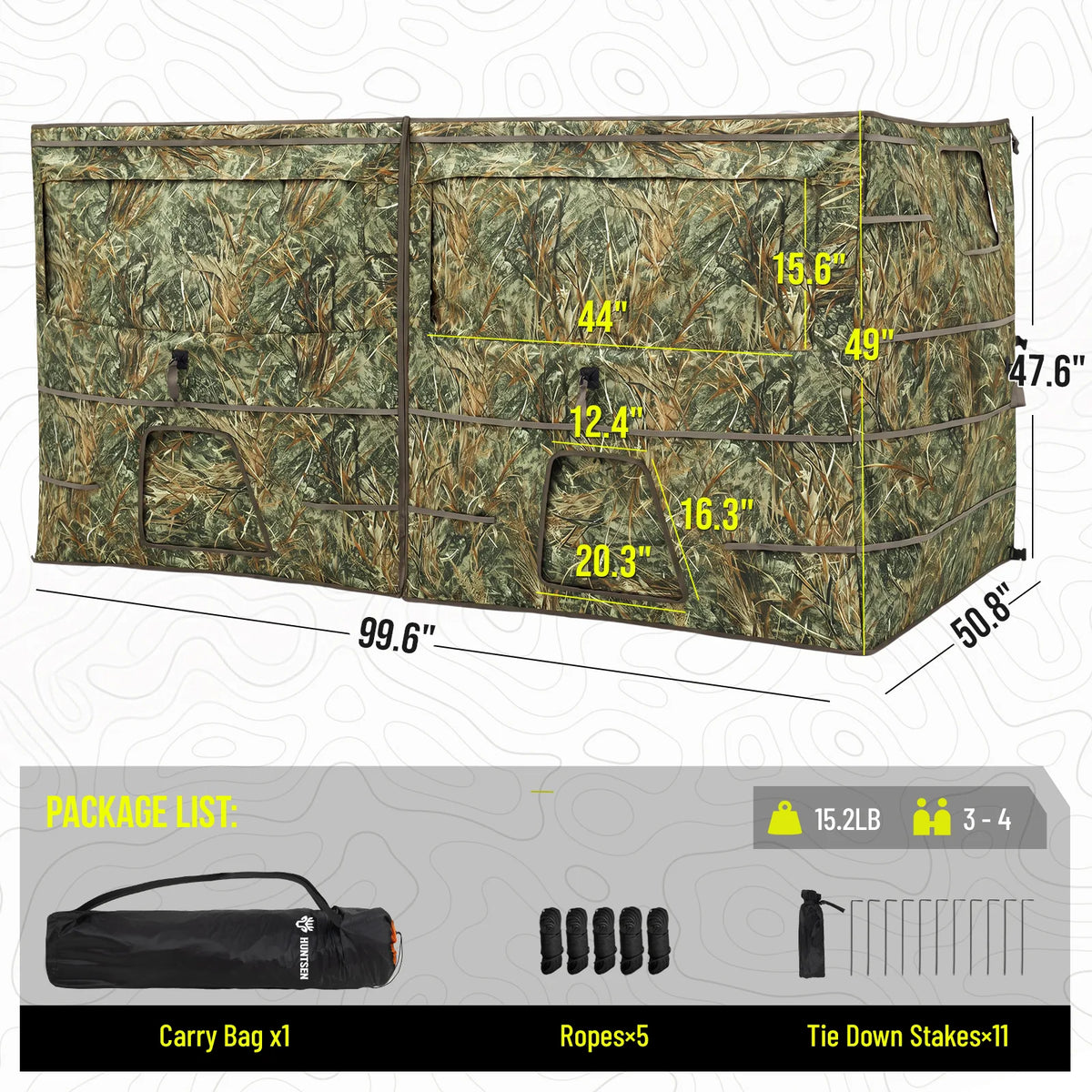 Modular 4-Panel Waterfowl Ground Hunting Blind Portable 3-4 Person