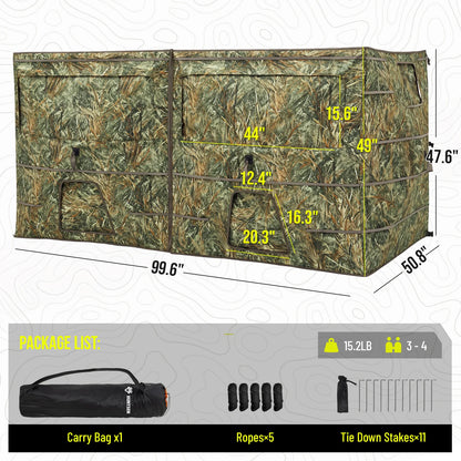 Modular 4-Panel Waterfowl Ground Hunting Blind Portable 3-4 Person