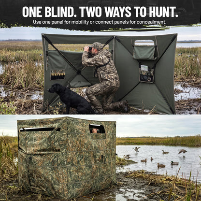 Modular 4-Panel Waterfowl Ground Hunting Blind Portable 3-4 Person