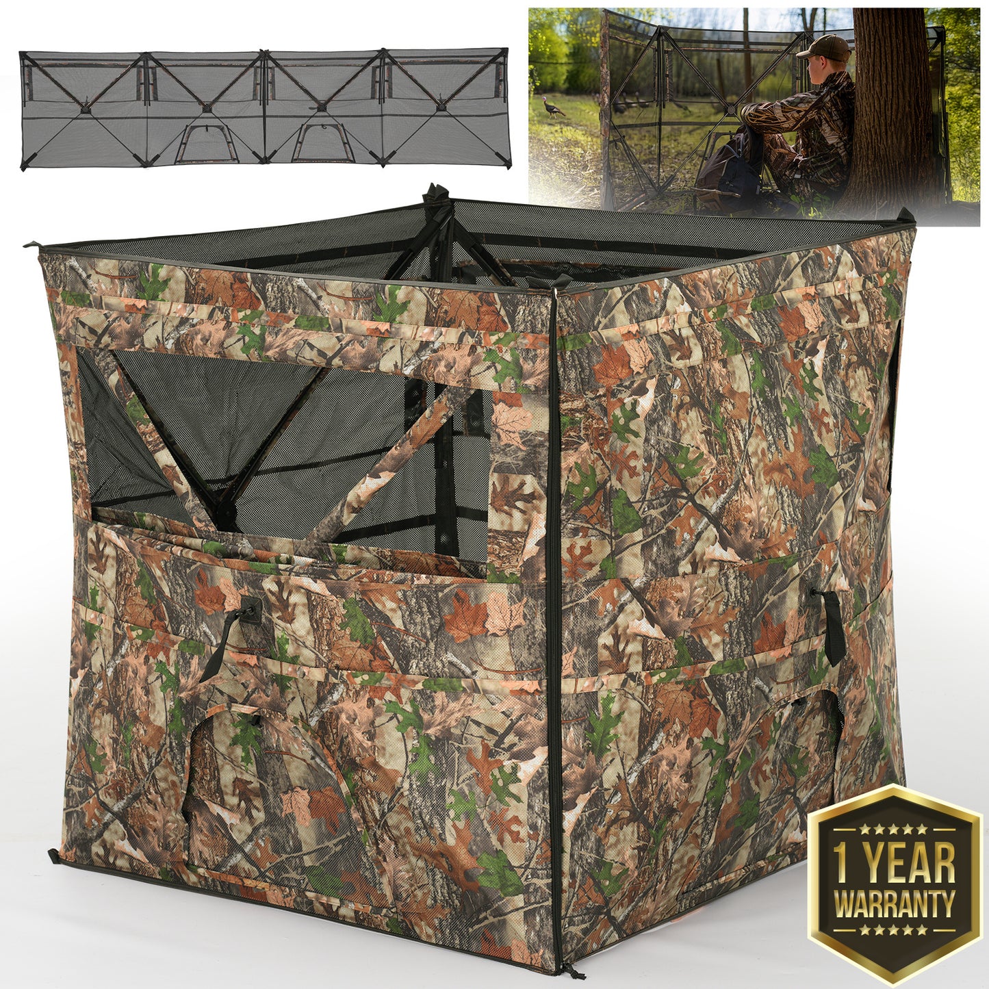 4-Panel See Through Ground Blind Turkey Hunting for 2-3 Person