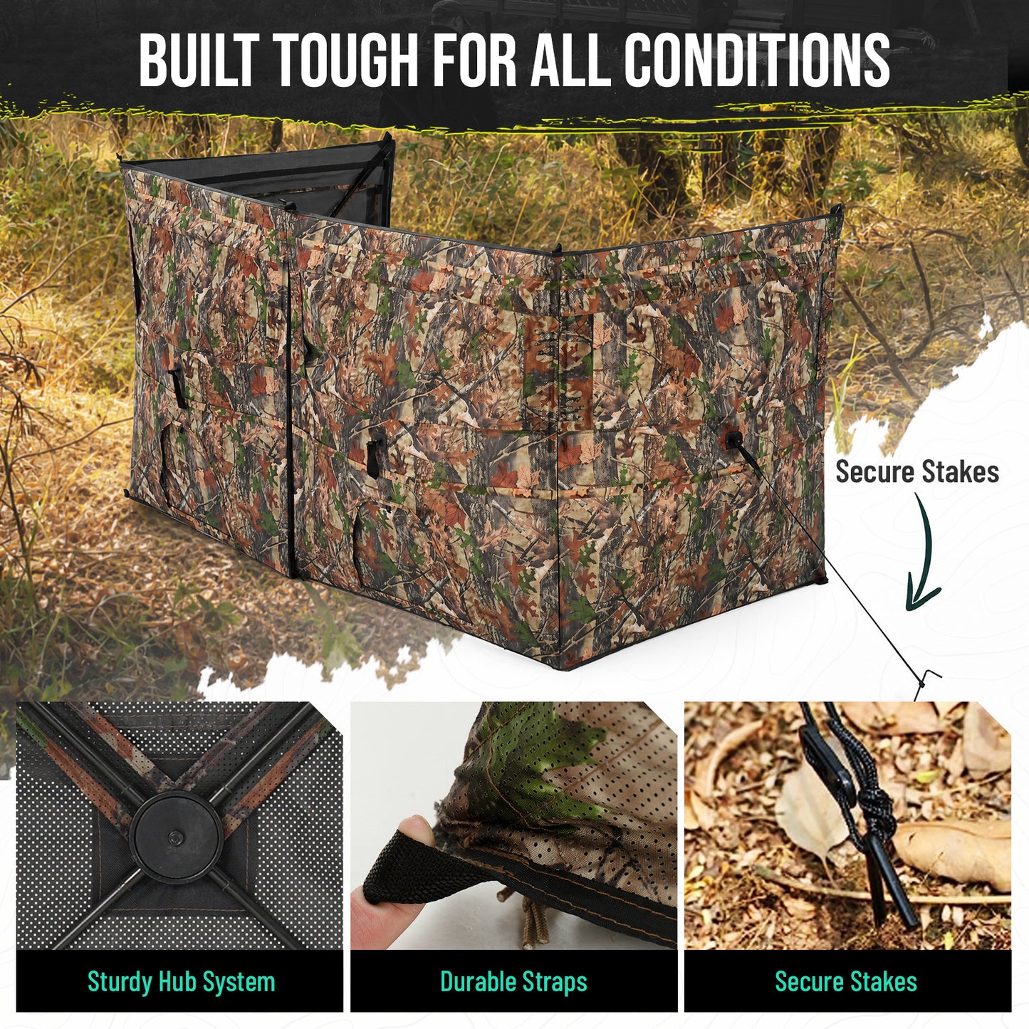 4-Panel See Through Ground Blind Turkey Hunting for 2-3 Person