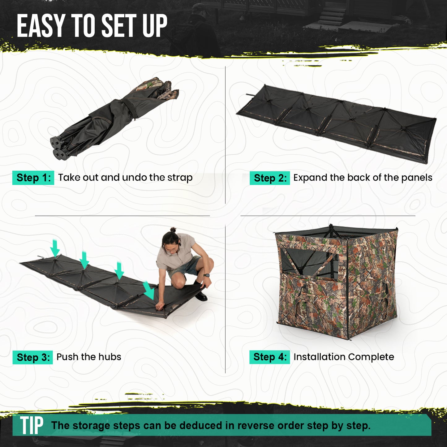 4-Panel See Through Ground Blind Turkey Hunting for 2-3 Person