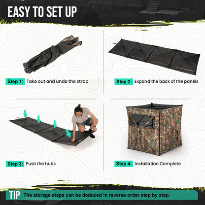 4-Panel See Through Ground Blind Turkey Hunting for 2-3 Person
