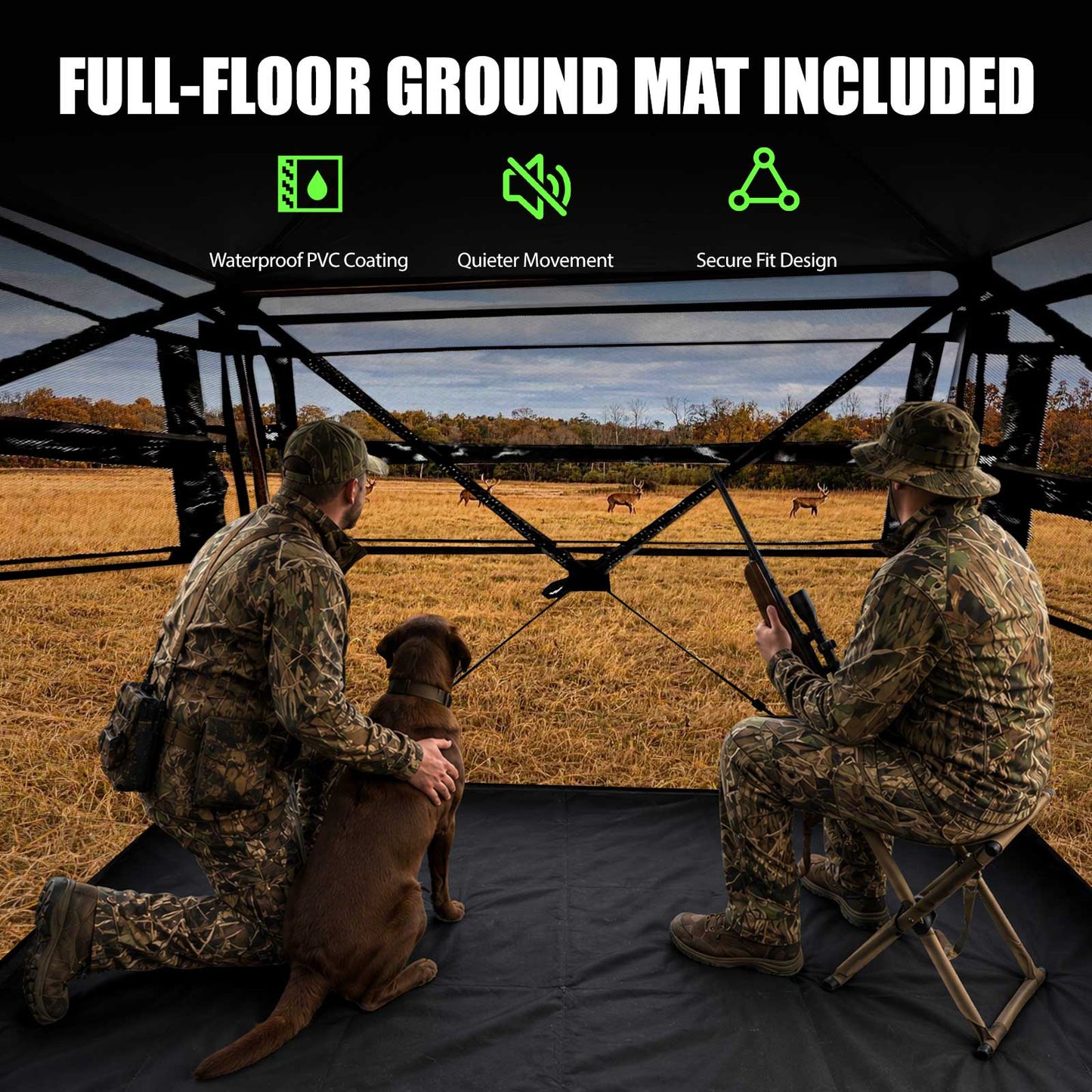 See Through Hunting Blind Pop-Up Ground Deer Blind 360 Degree
