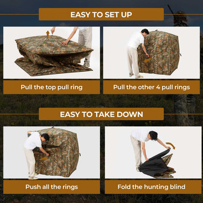 See Through Hunting Blind Pop-Up Ground Deer Blind 360 Degree