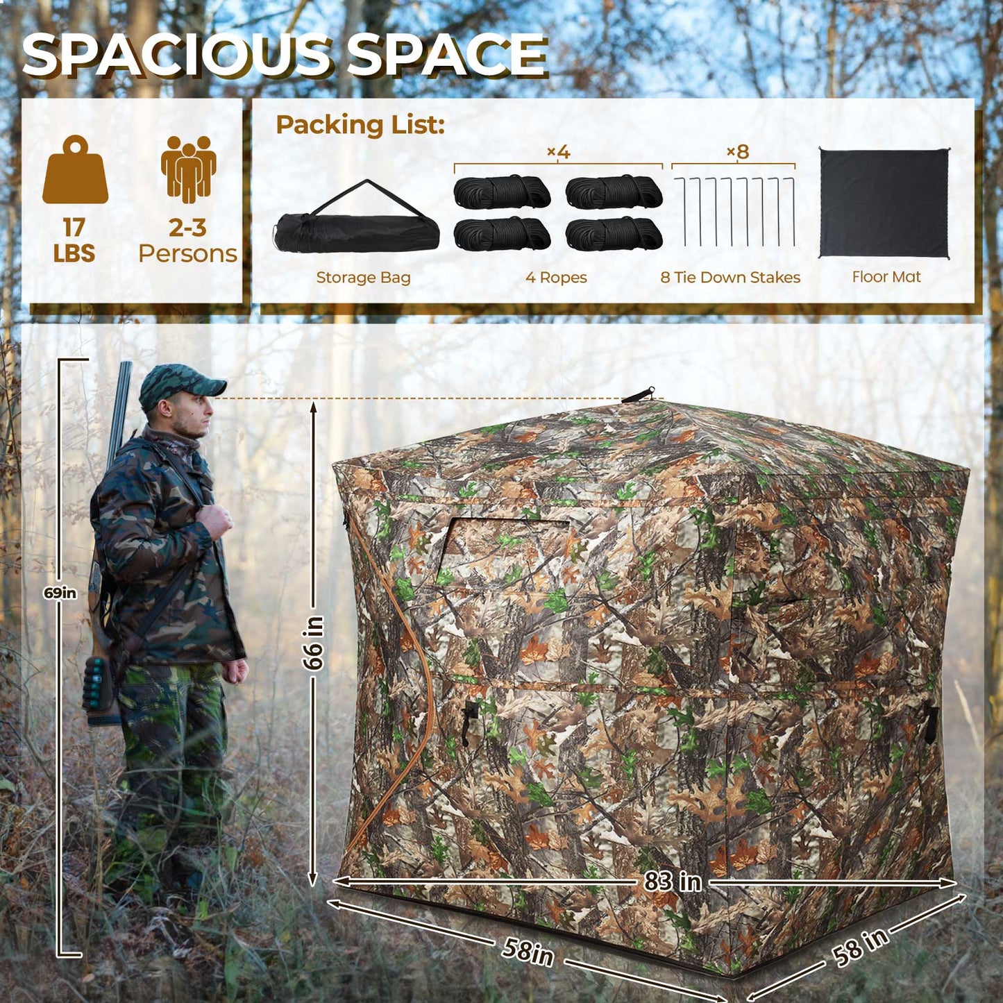 See Through Hunting Blind Pop-Up Ground Deer Blind 360 Degree