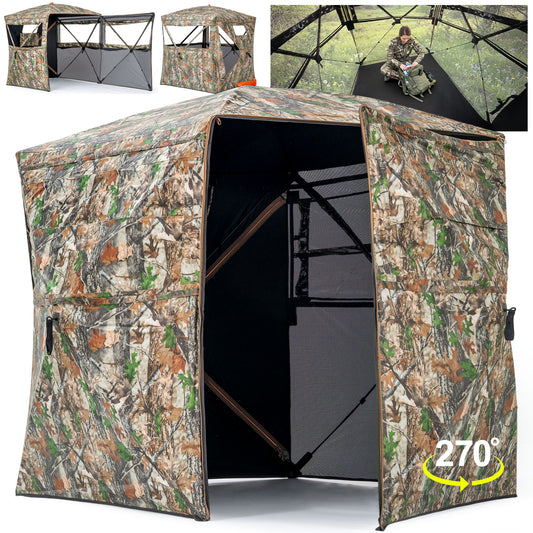 Ground Hunting Blind Side Door 270° See Through with Floor Mat