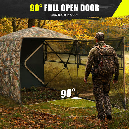 Ground Hunting Blind Side Door 270° See Through with Floor Mat