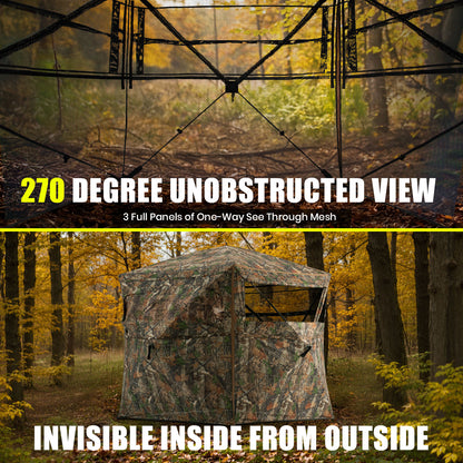 Ground Hunting Blind Side Door 270° See Through with Floor Mat
