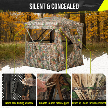 Ground Hunting Blind Side Door 270° See Through with Floor Mat