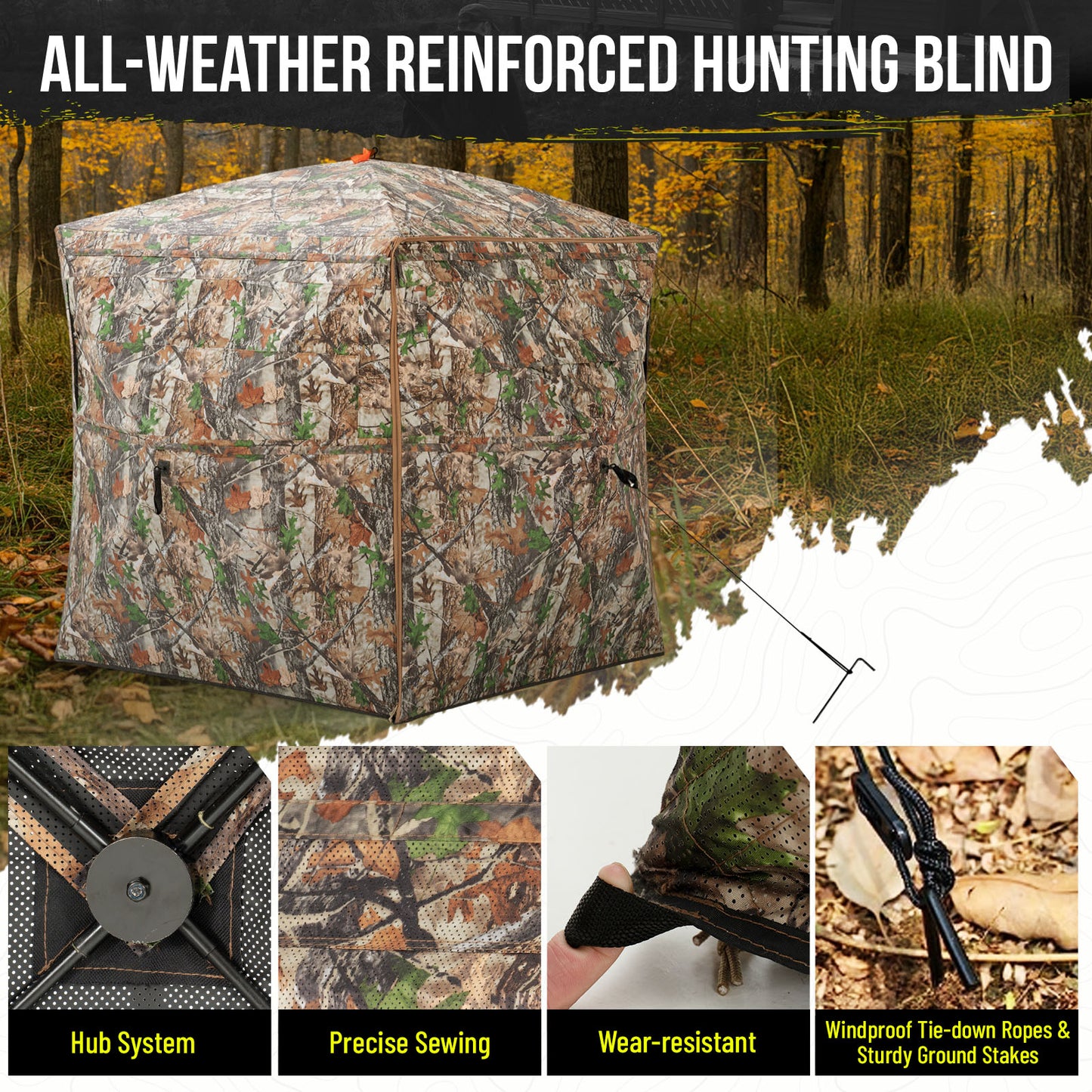 Ground Hunting Blind Side Door 270° See Through with Floor Mat