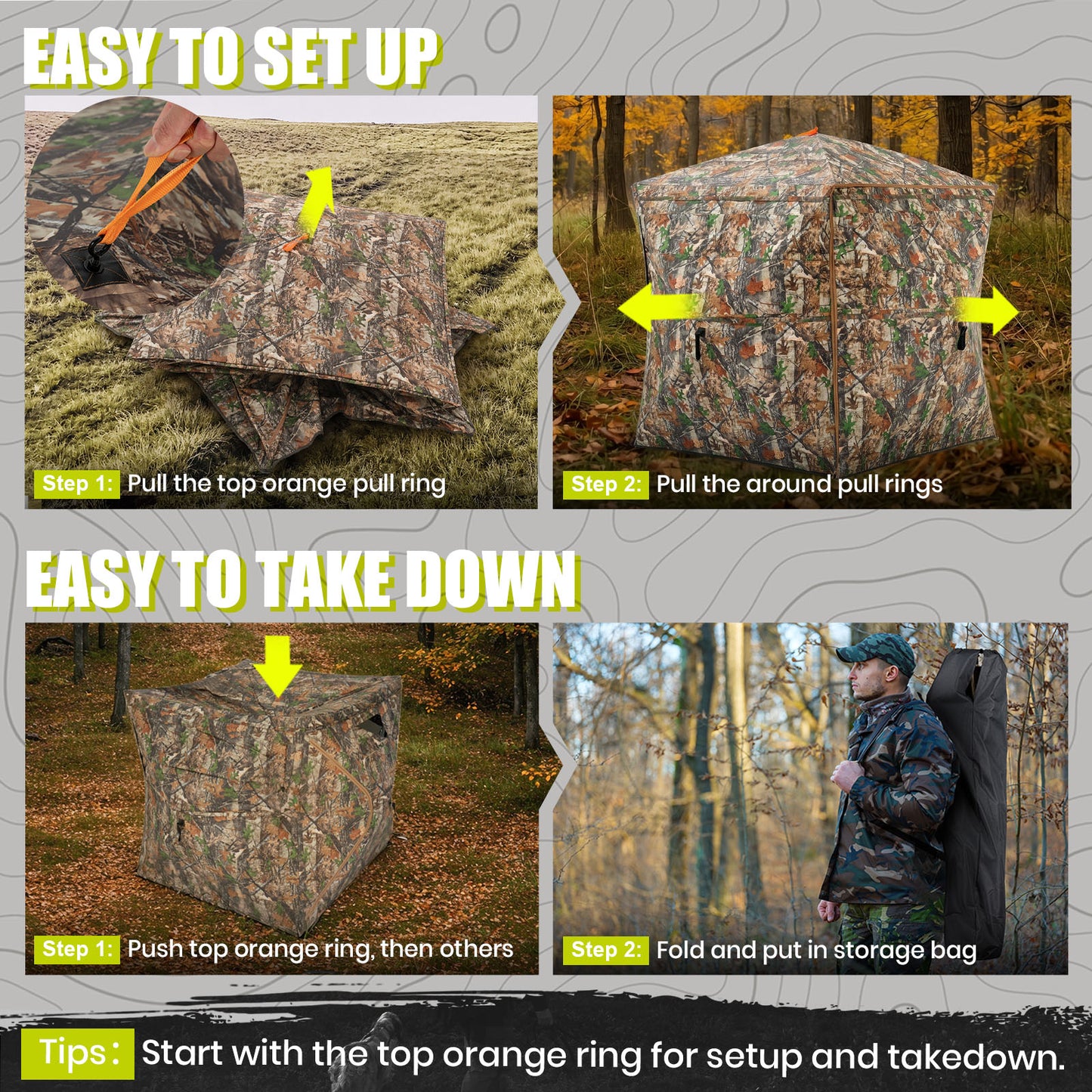 Ground Hunting Blind Side Door 270° See Through with Floor Mat