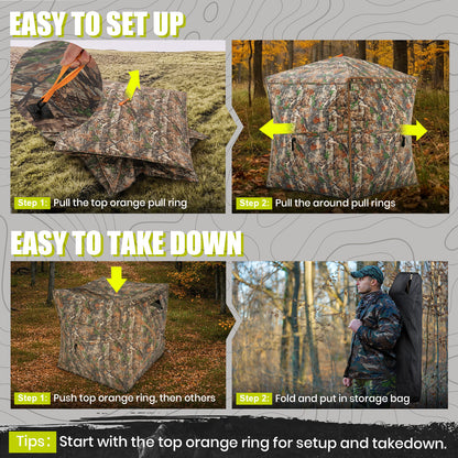 Ground Hunting Blind Side Door 270° See Through with Floor Mat