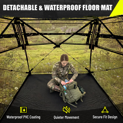 Ground Hunting Blind Side Door 270° See Through with Floor Mat