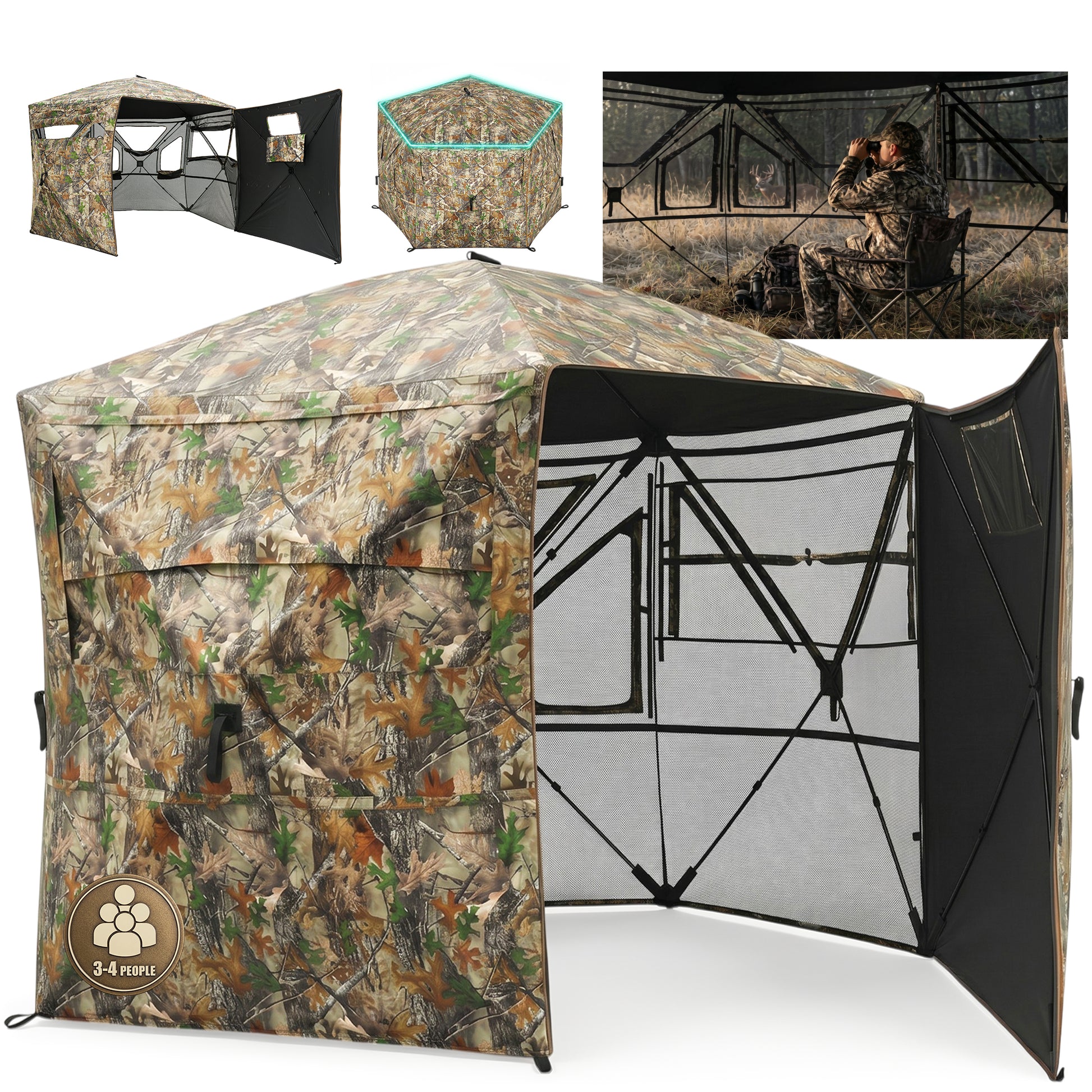 5-Side See-Through Hunting Blind for 3-4 Hunters
