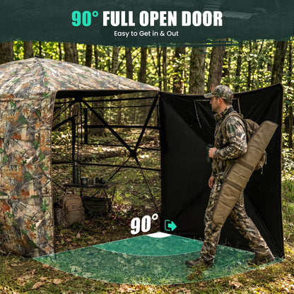 Hunting Blind Pop Up 5-Side See Through Ground Blind for 3-4 Hunters
